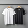 Black & White T-Shirt Mockup_ Front View Vector