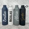 PERSONALIZED WATER BOTTLE With Flexible Strap 25 oz _ Custom Text Employee Gifts _ Bachelorette , Bridesmaid Gift, Personalized Tumbler